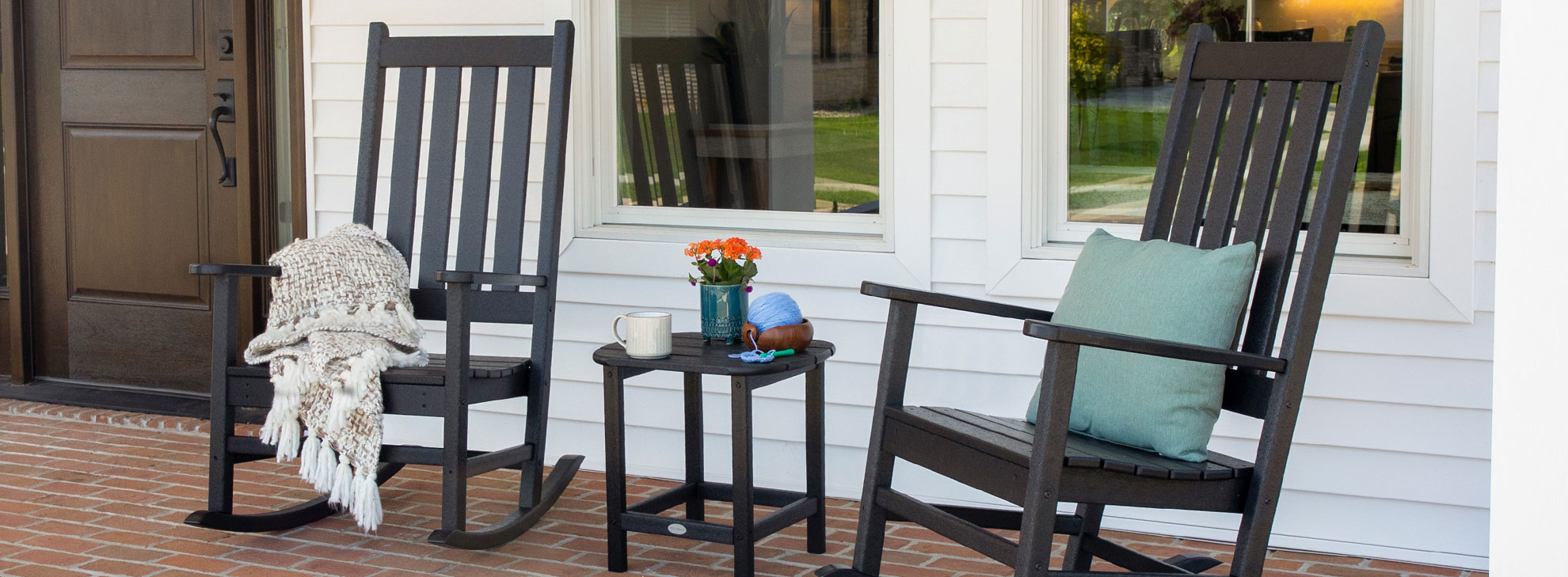 Front porch store with rocking chairs