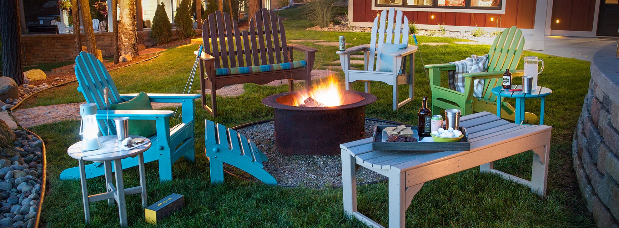 Polywood adirondack chair online with ottoman