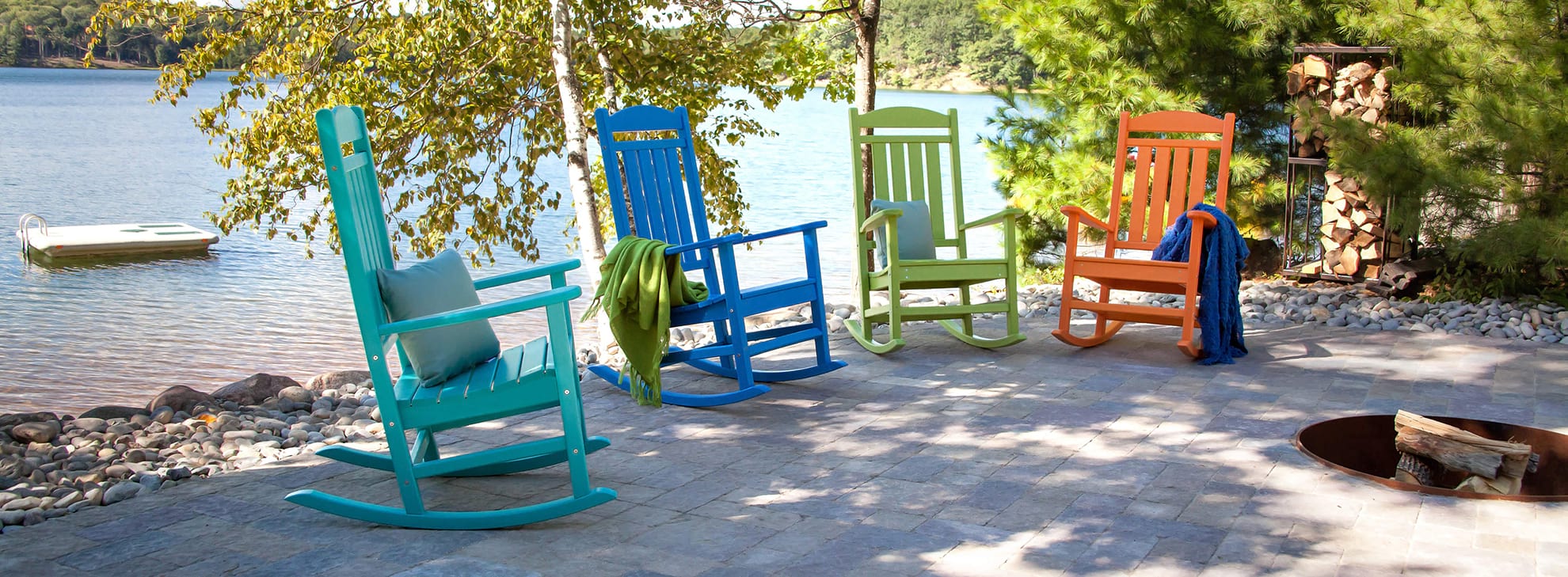 Polywood adirondack deals rocking chair set