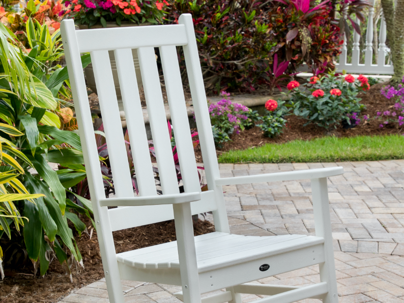 Gray and white online rocking chair