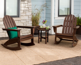 Vineyard 3-Piece Adirondack Rocking Chair Set in Mahogany